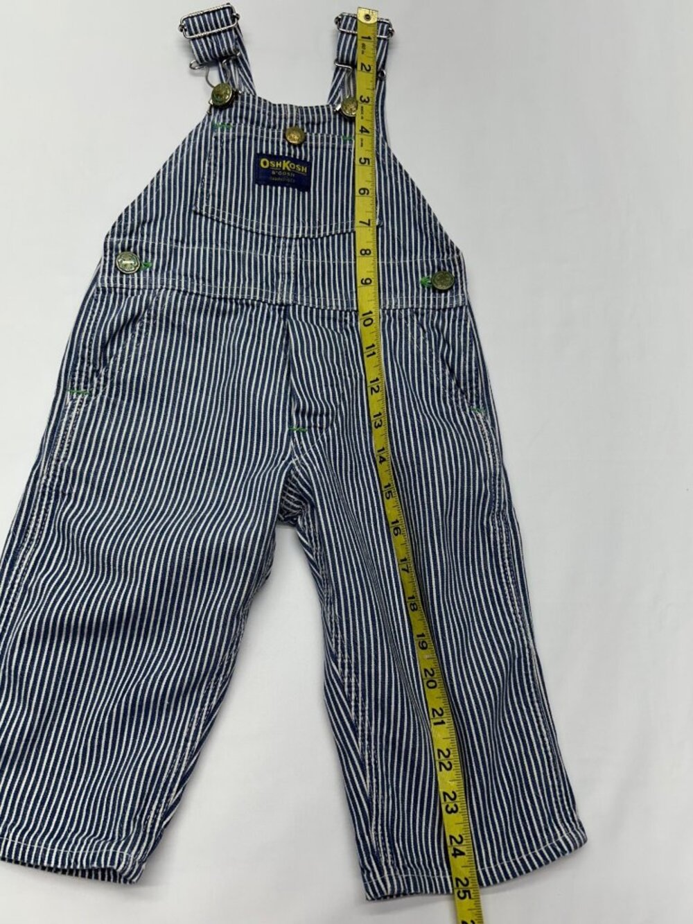 Vintage OshKosh BGosh Sanforized Blue & White Striped Overalls Adjustable Straps - Picture 11 of 16